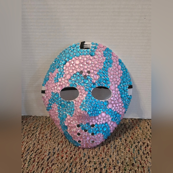 Jason Hockey Mask Halloween Mask Costume NWOT Pink Blue Harley Quinn Inspired - Picture 1 of 2